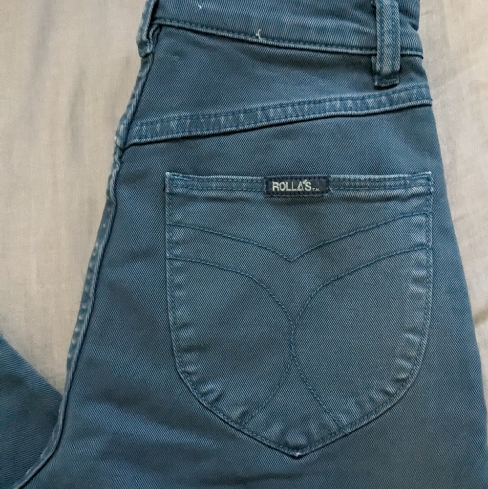 Rolla's Sailor Ankle Wide Straight Leg Jeans Petrol Blue - Picture 4 of 7
